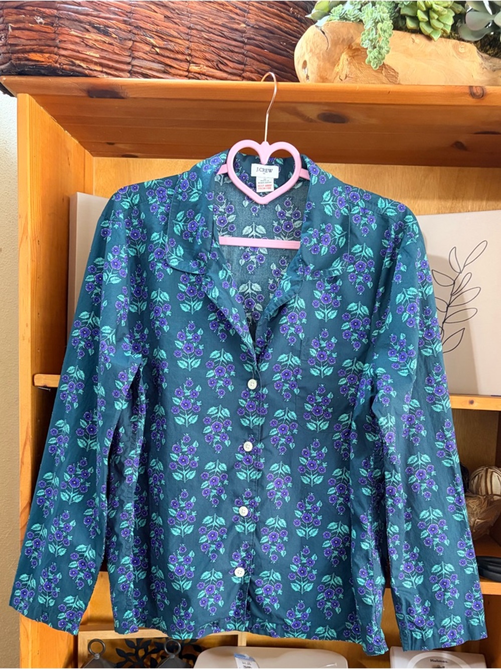 Jcrew‎ Floral Button Down Cotton Blouse Size M Cottage  Boho Casual